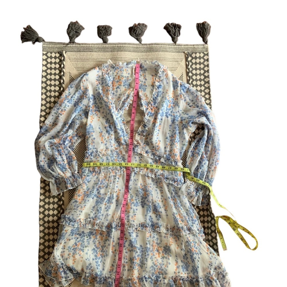 Boho floral prints with ruffles dress with open back,women's mini dress #1006 - Picture 5 of 5